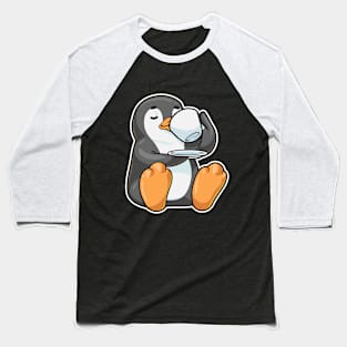 Penguin with Cup of Coffee Baseball T-Shirt